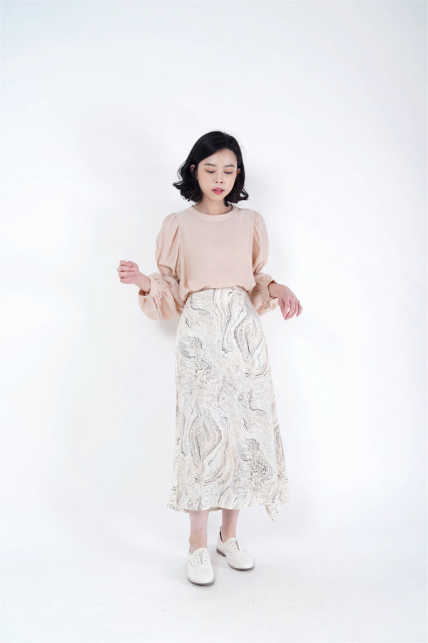 Ivory skirt in marble print