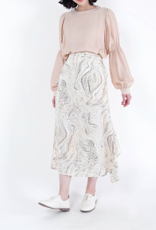 Ivory skirt in marble print