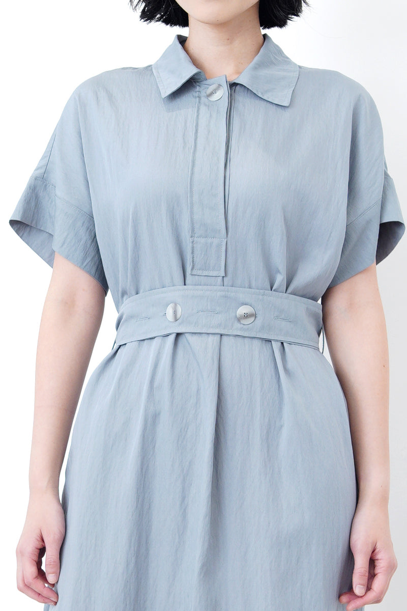 Grey blue dress w/ button details strap