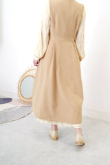 2 ways premium vest dress in beige