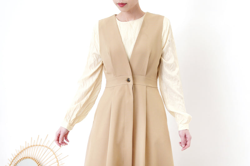 2 ways premium vest dress in beige