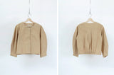 Camel shirt blouse in balloon sleeves