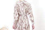 Brown stand collar shirt dress in marble print