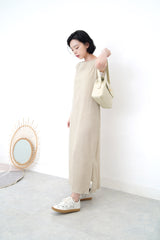 Oatmeal boat neck one piece in 2 ways knot