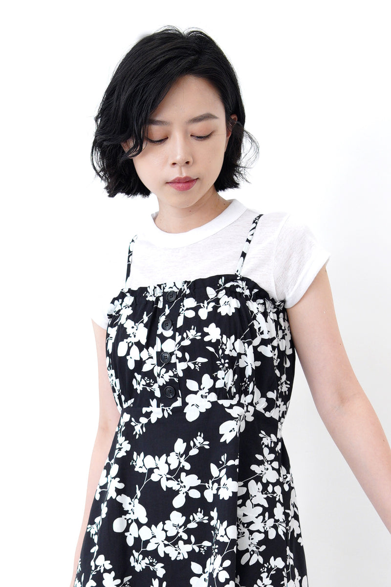 Black cami black floral dress w/ waist string