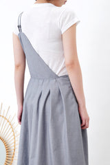 Grey asymmetric cut pleats dress