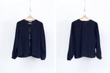 Navy v neck satin blouse in outlined stitch