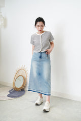 Denim skirt w/ detail fringe