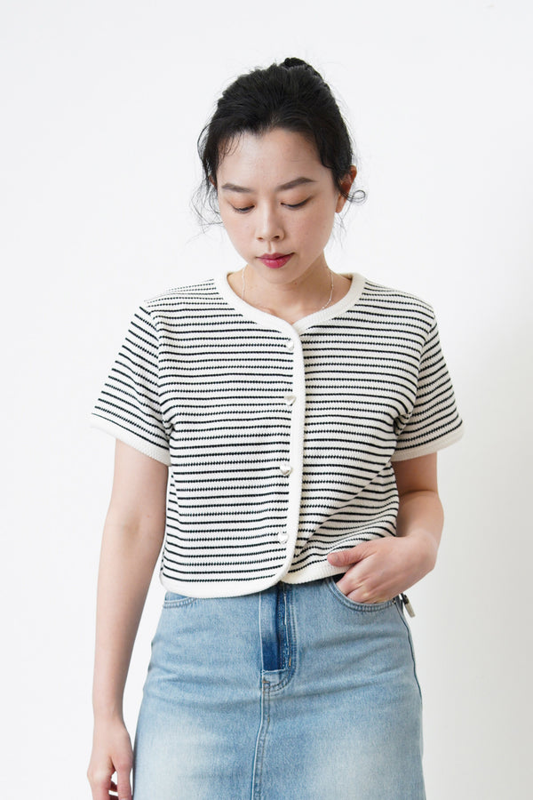 B&W stripes outer w/ heart buttons