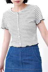 Stripes crop top in ruffle fringe