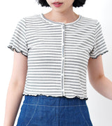 Stripes crop top in ruffle fringe