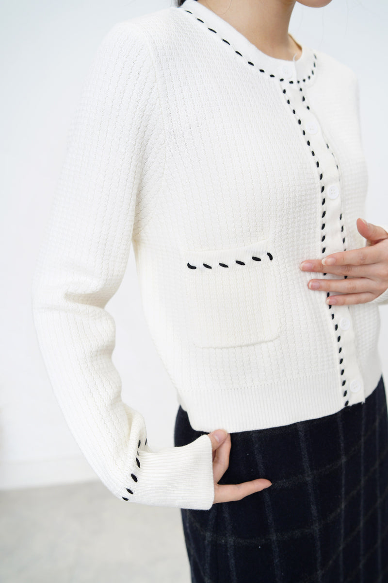 White cardigan in stitch details