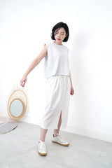 White skirt in double waist strings
