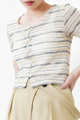 Stripes crochet cardigan top