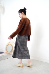 Brown cardigan in crop cut