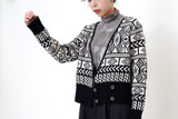 Black pattern cardigan in double buttons