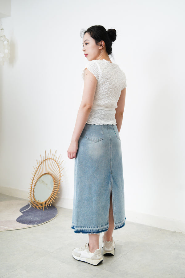 Texture vest w/ string waist