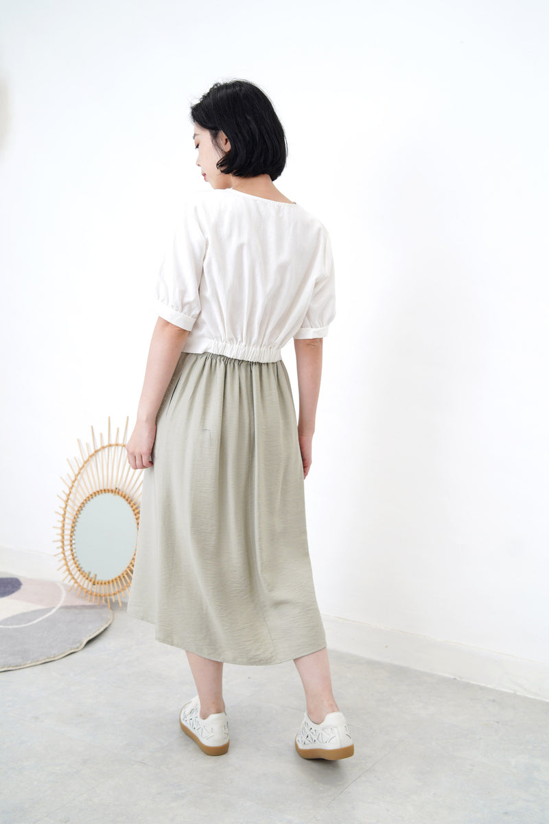 Green pocket skirt in waist string