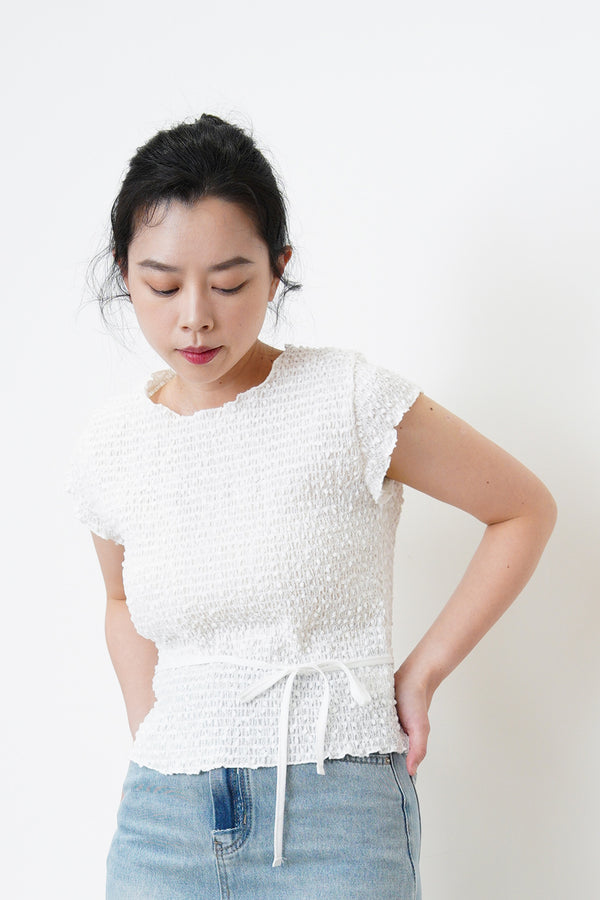 Texture vest w/ string waist