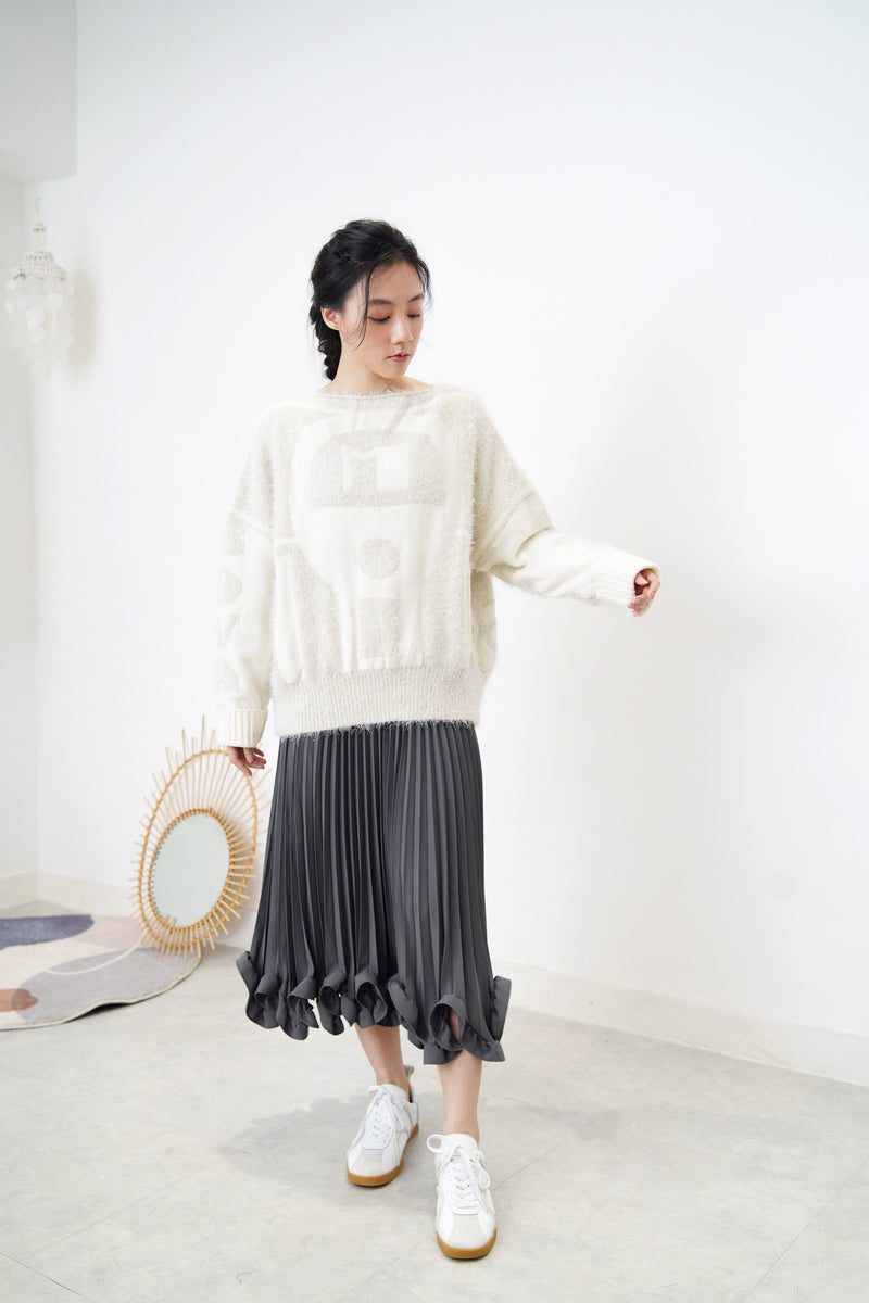 White sweater in silver glittering