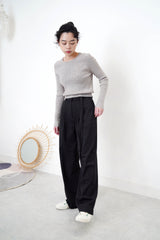 Charcoal grey trousers in double waist straps