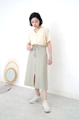 Light yellow v neck smooth shirt