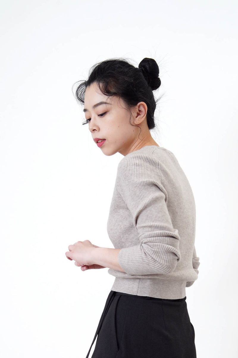 Oatmeal basic knit sweater