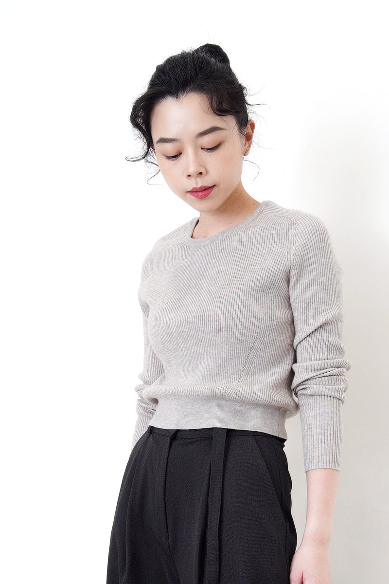 Oatmeal basic knit sweater