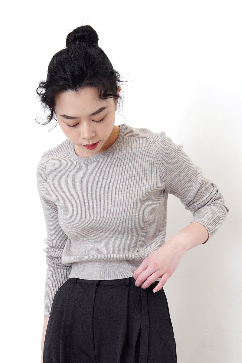 Oatmeal basic knit sweater