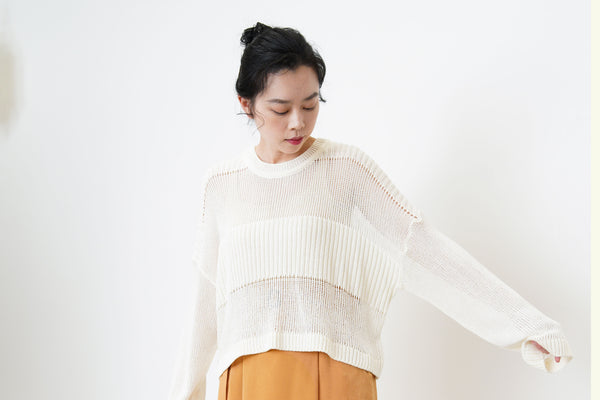 White crochet sweater
