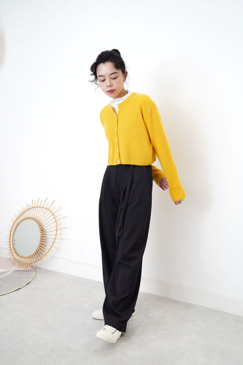 Mango yellow cardigan in crop cut