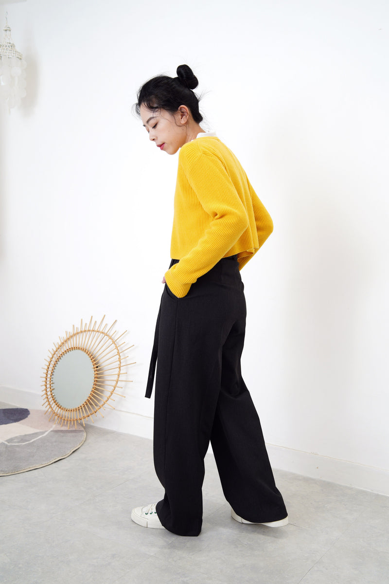 Mango yellow cardigan in crop cut