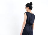 Navy satin maxi dress w/ attached pocket