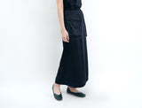 Navy satin maxi dress w/ attached pocket