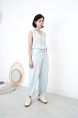 Light blue floral v neck vest