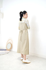 Aqua green loose collar inner in marble print