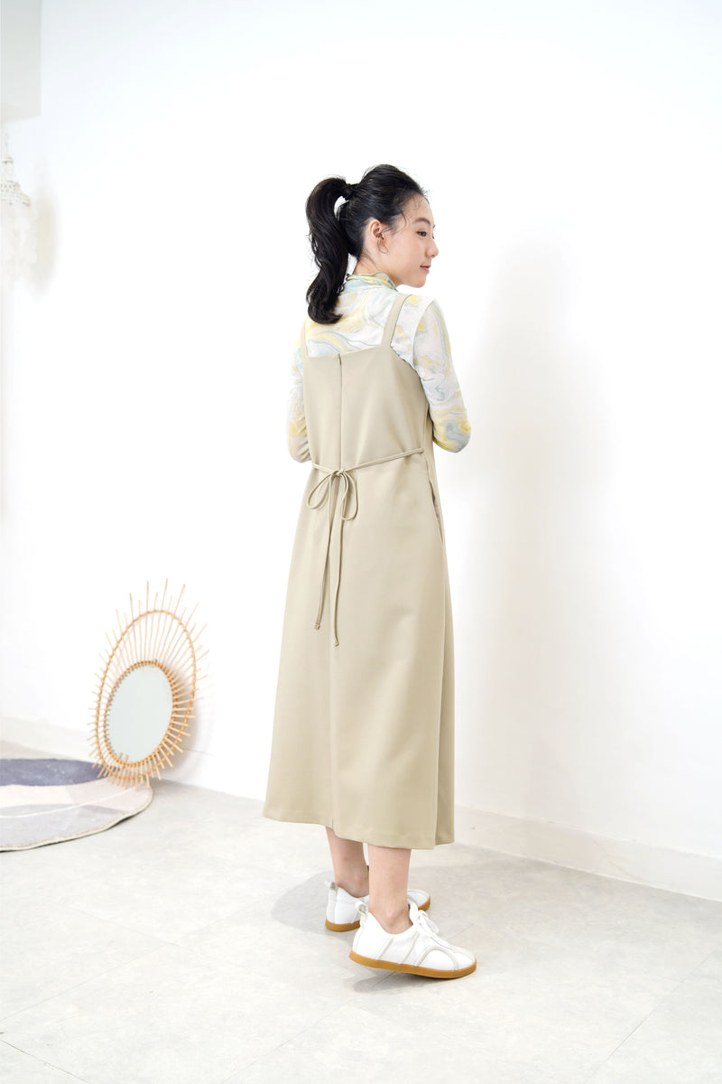Aqua green loose collar inner in marble print