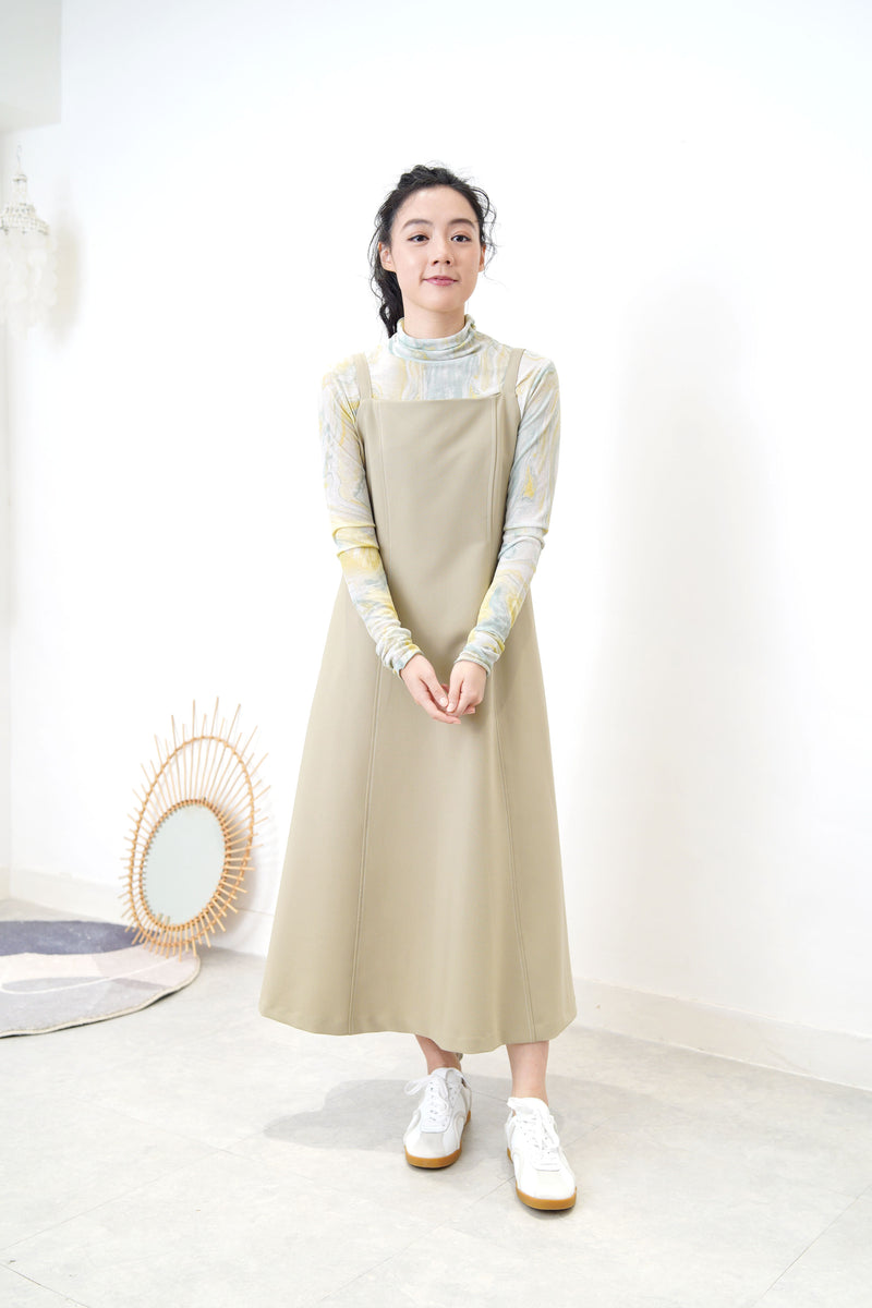 Aqua green loose collar inner in marble print