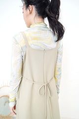 Aqua green loose collar inner in marble print