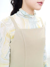 Aqua green loose collar inner in marble print