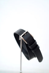 Black leather high waist belt