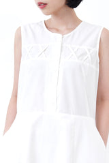 White vest dress with cross layer details