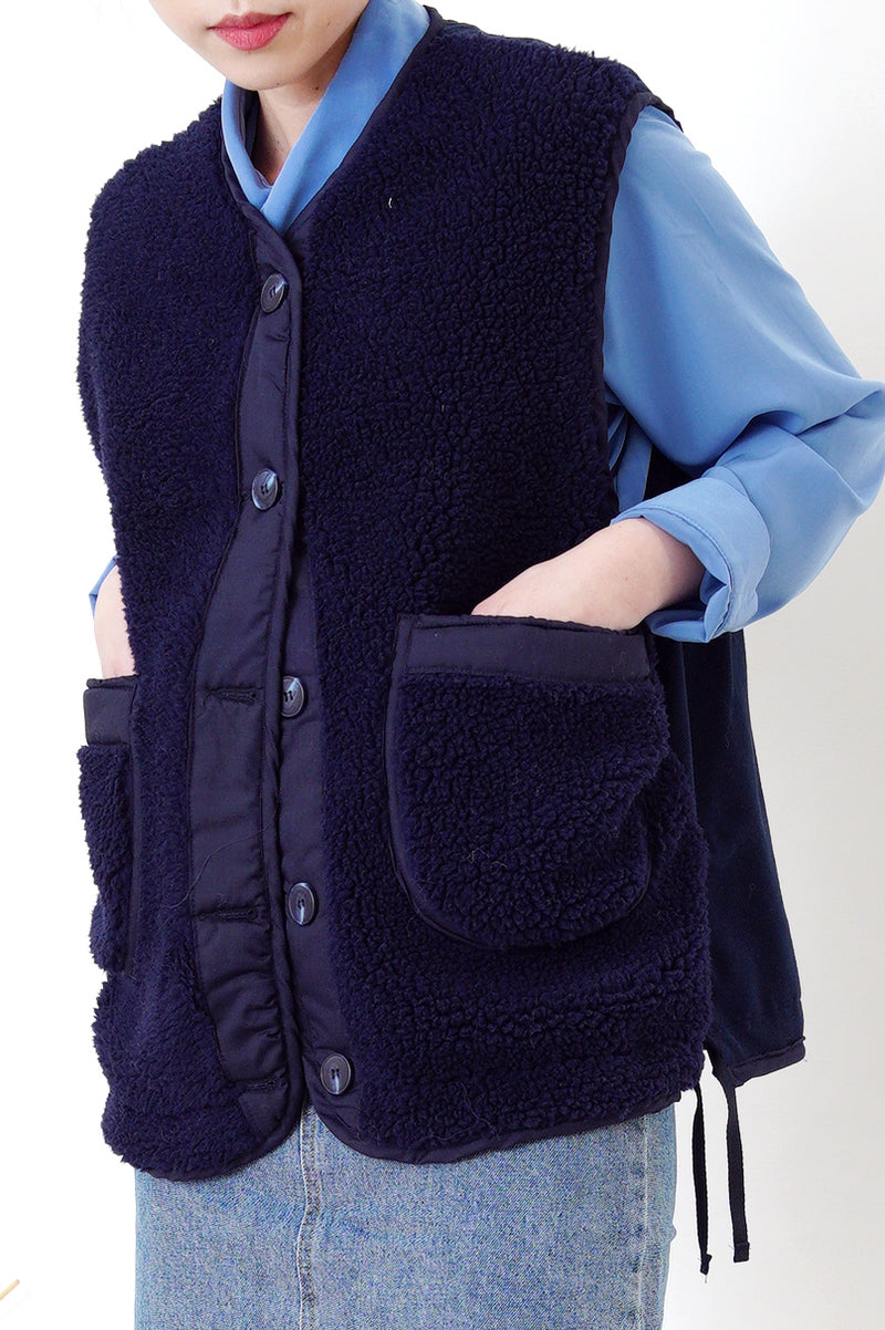 Navy borg vest jacket