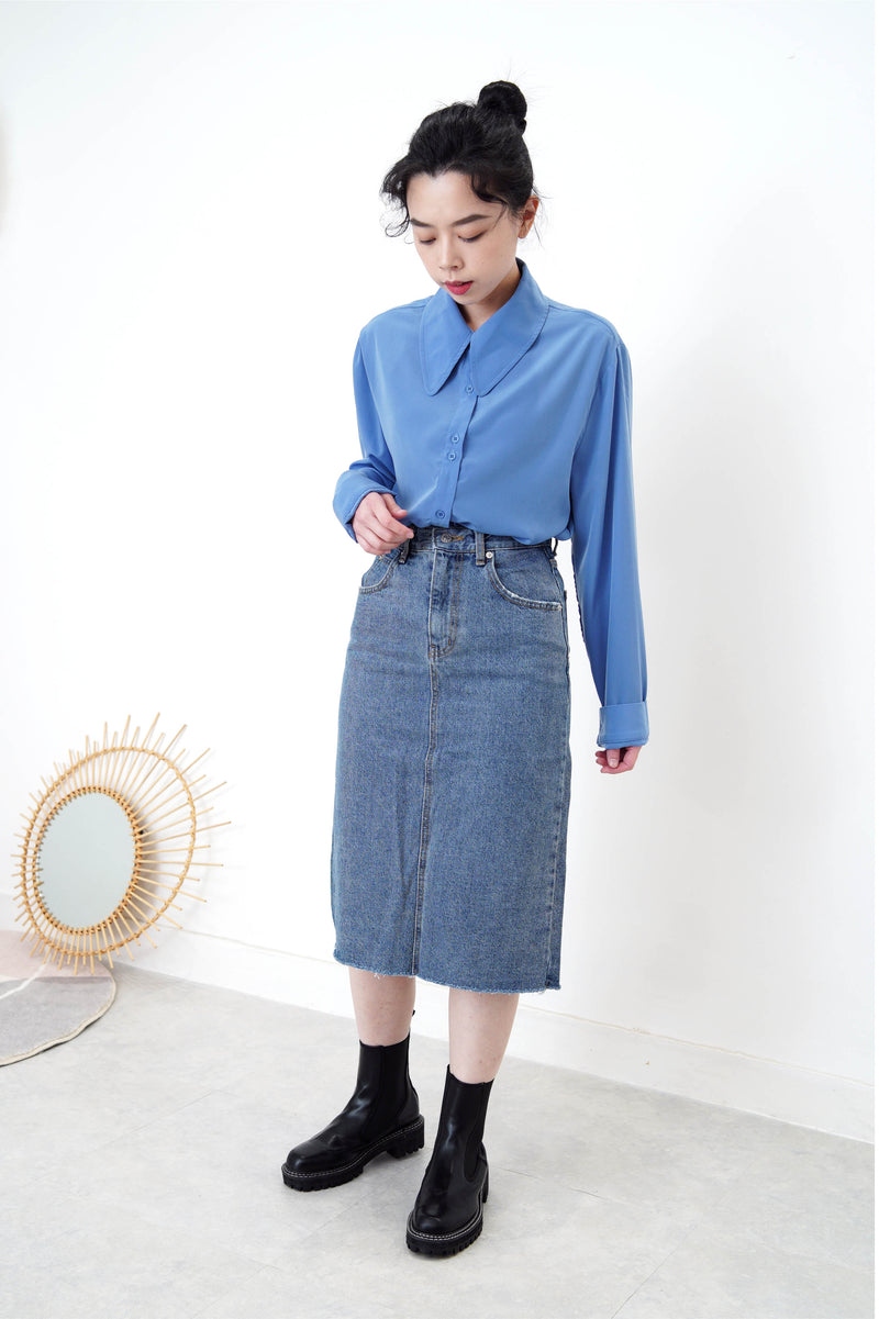 Denim h cut skirt