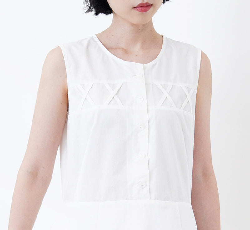 White vest dress with cross layer details