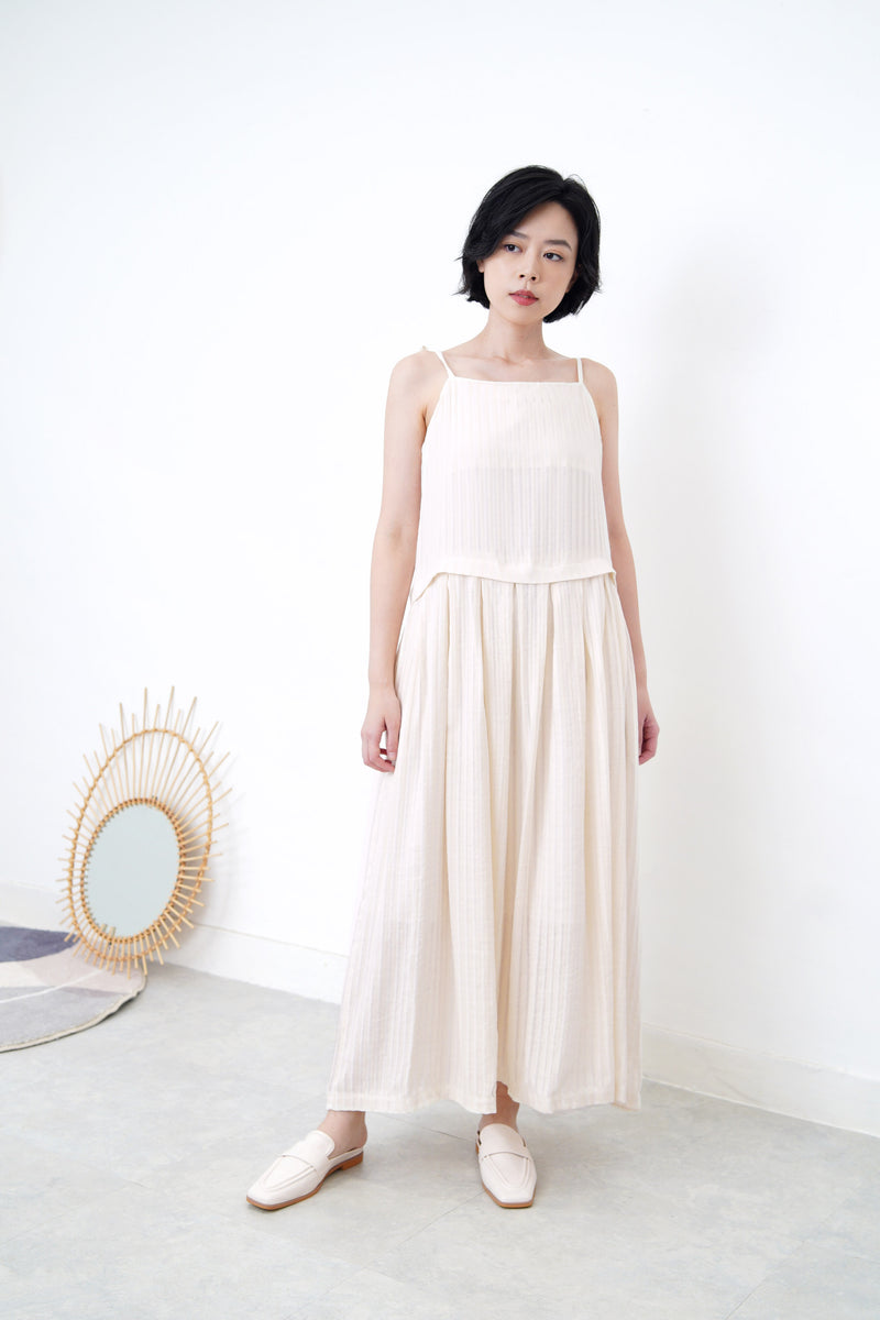 Cream cami maxi dress in stripes pattern