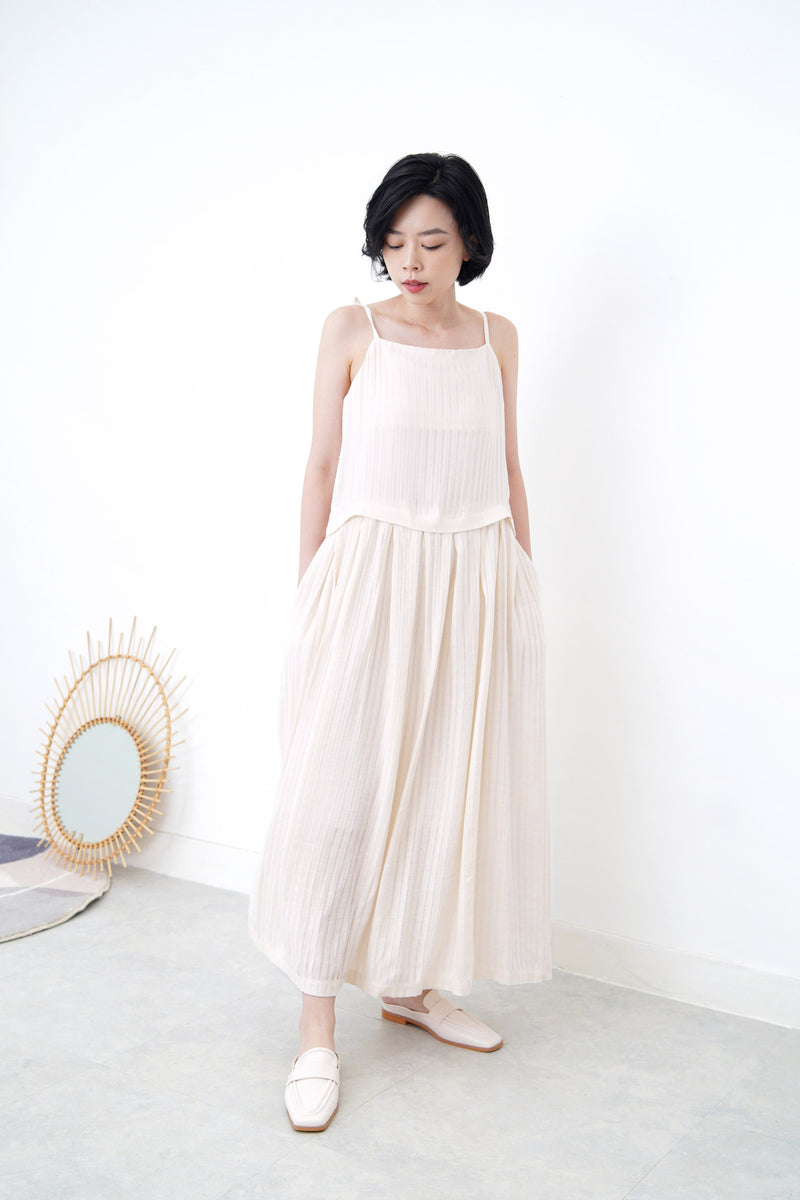 Cream cami maxi dress in stripes pattern