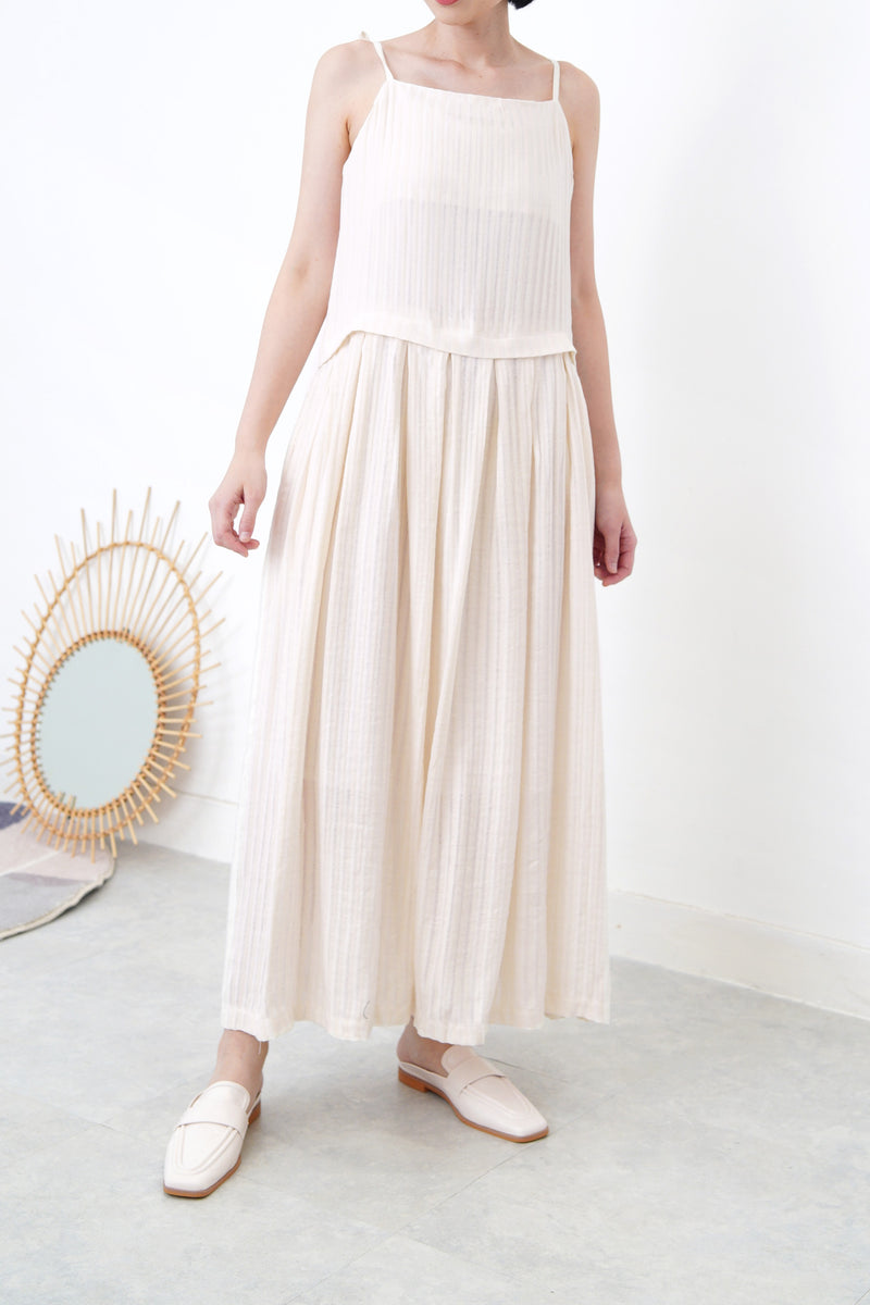 Cream cami maxi dress in stripes pattern