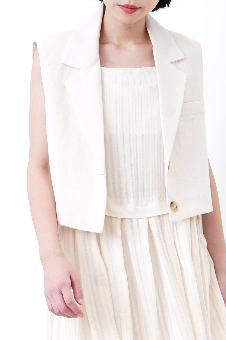 Cream cami maxi dress in stripes pattern