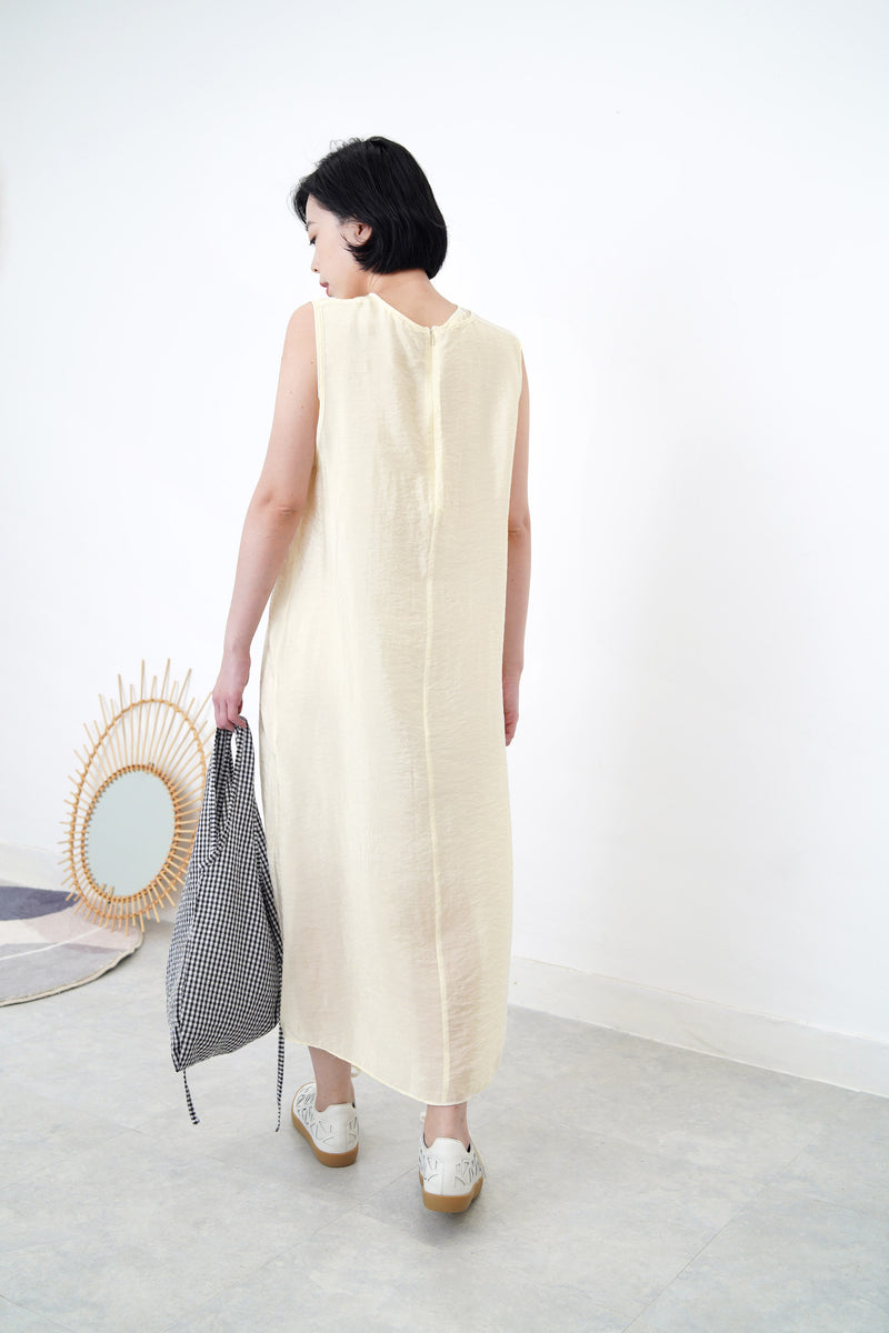 Lemon chiffon vest dress in double layering